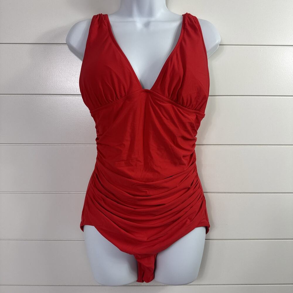 J. Crew Ruched Femme One Piece Swimsuit Red sz 12